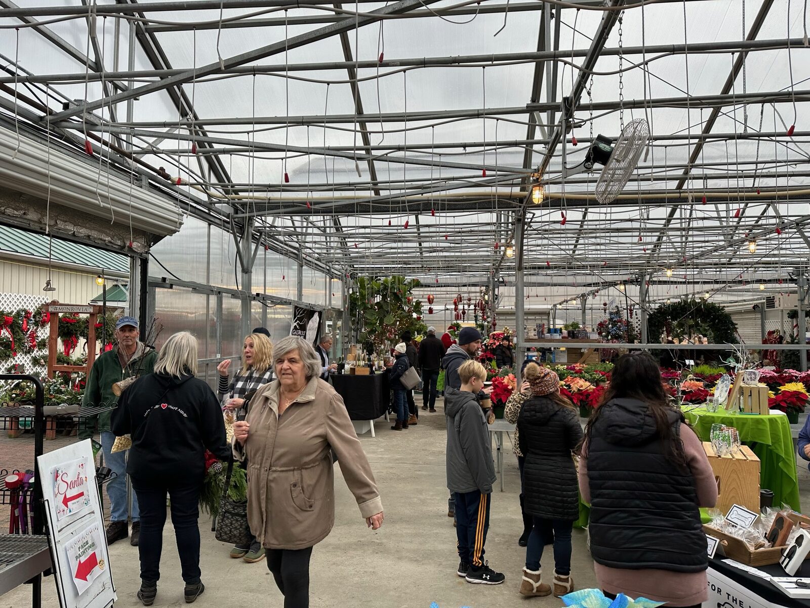 Customers shopping the greenhouse at Troy's